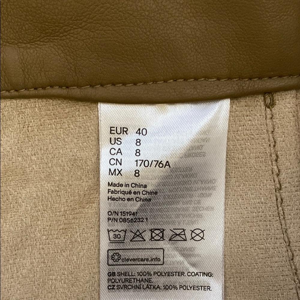 H&M Brown Vegan Leather A-Line Midi Skirt, Size 8 - Picture 4 of 6